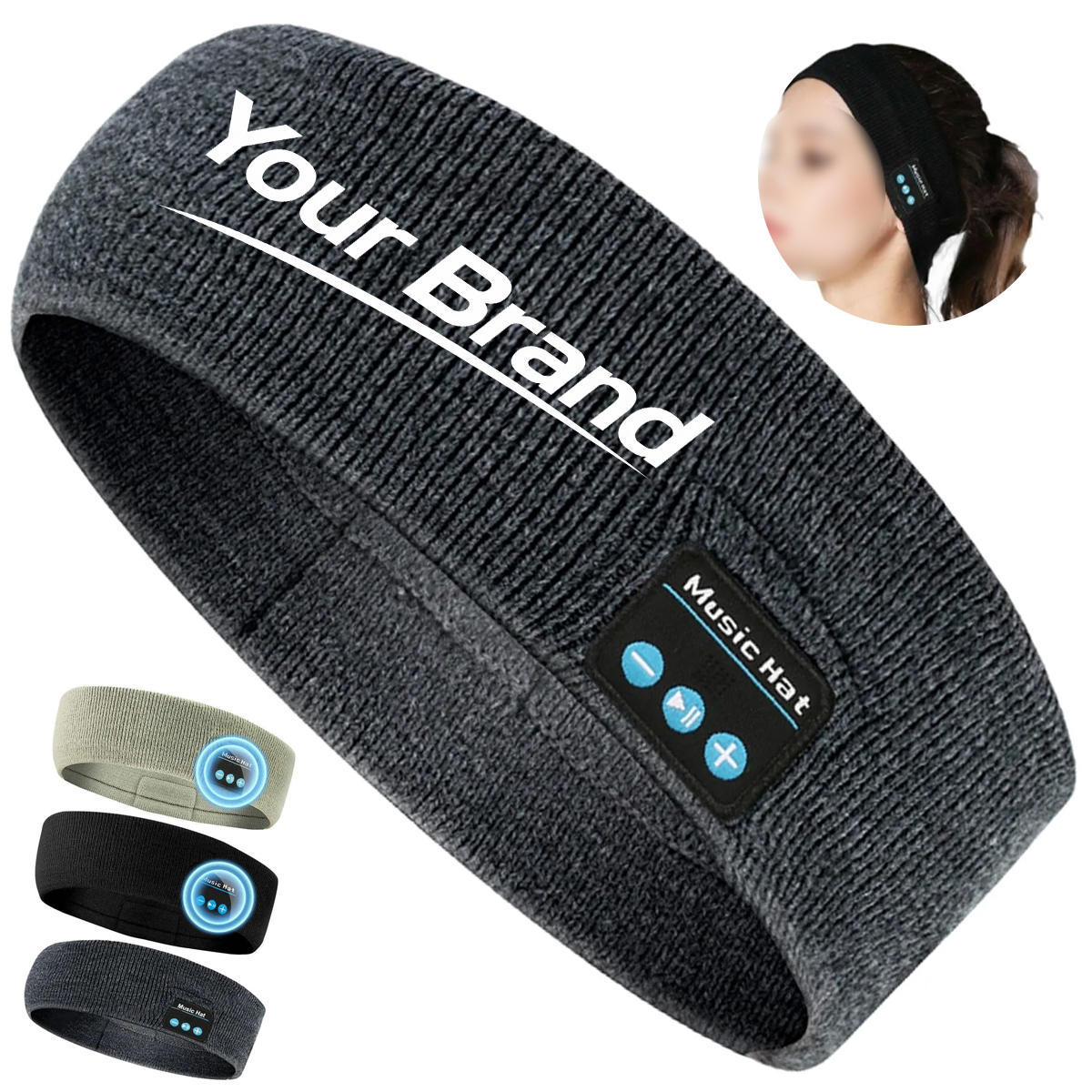 Wireless Stereo Sports Headband Sleep Headphones With Mic