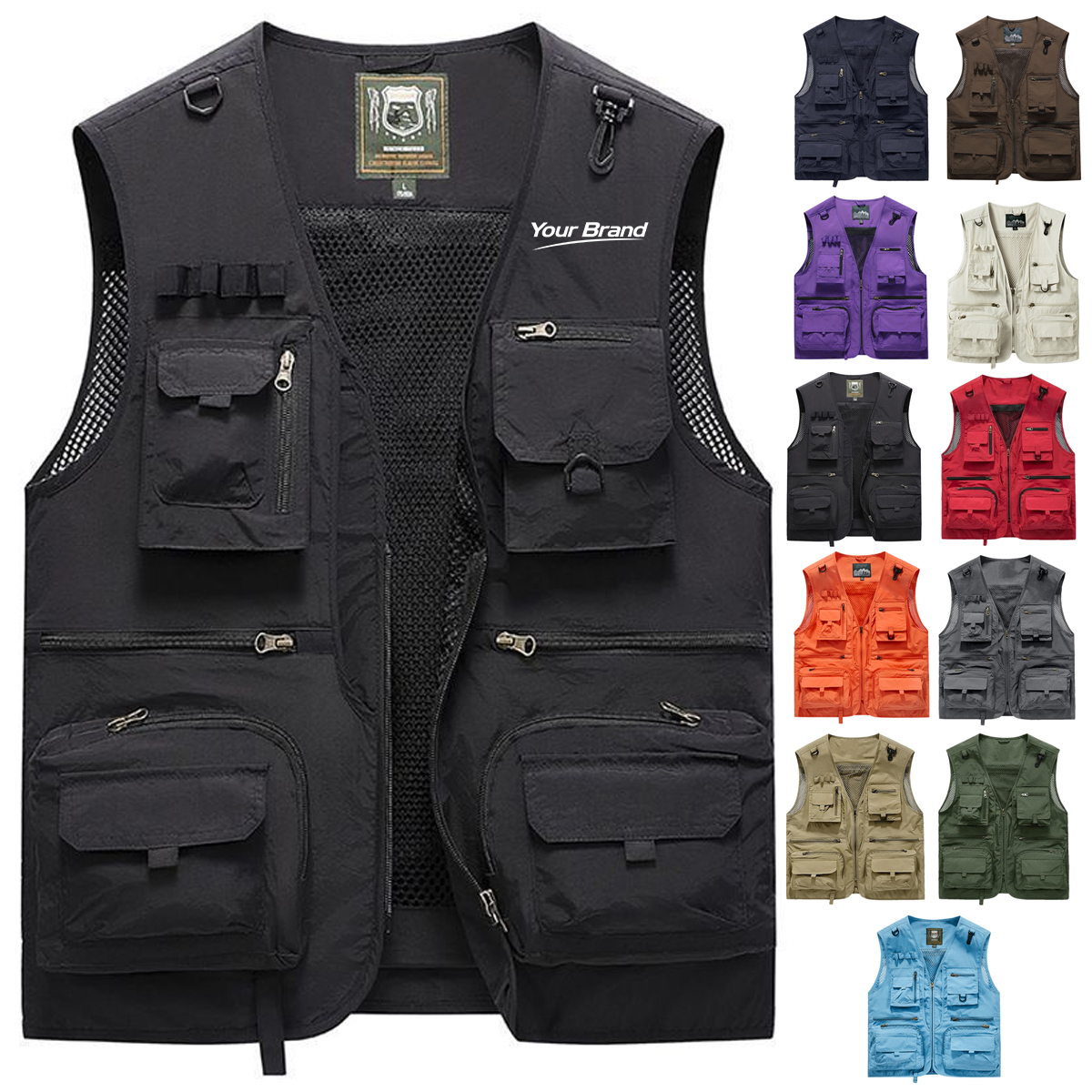 Multi-Pocket High Visibility Volunteer Utility Safari Vest
