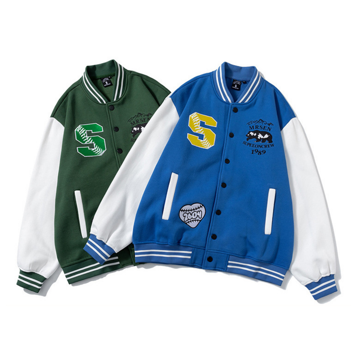 Classic Embroidered Padded Letterman Varsity Baseball Jacket