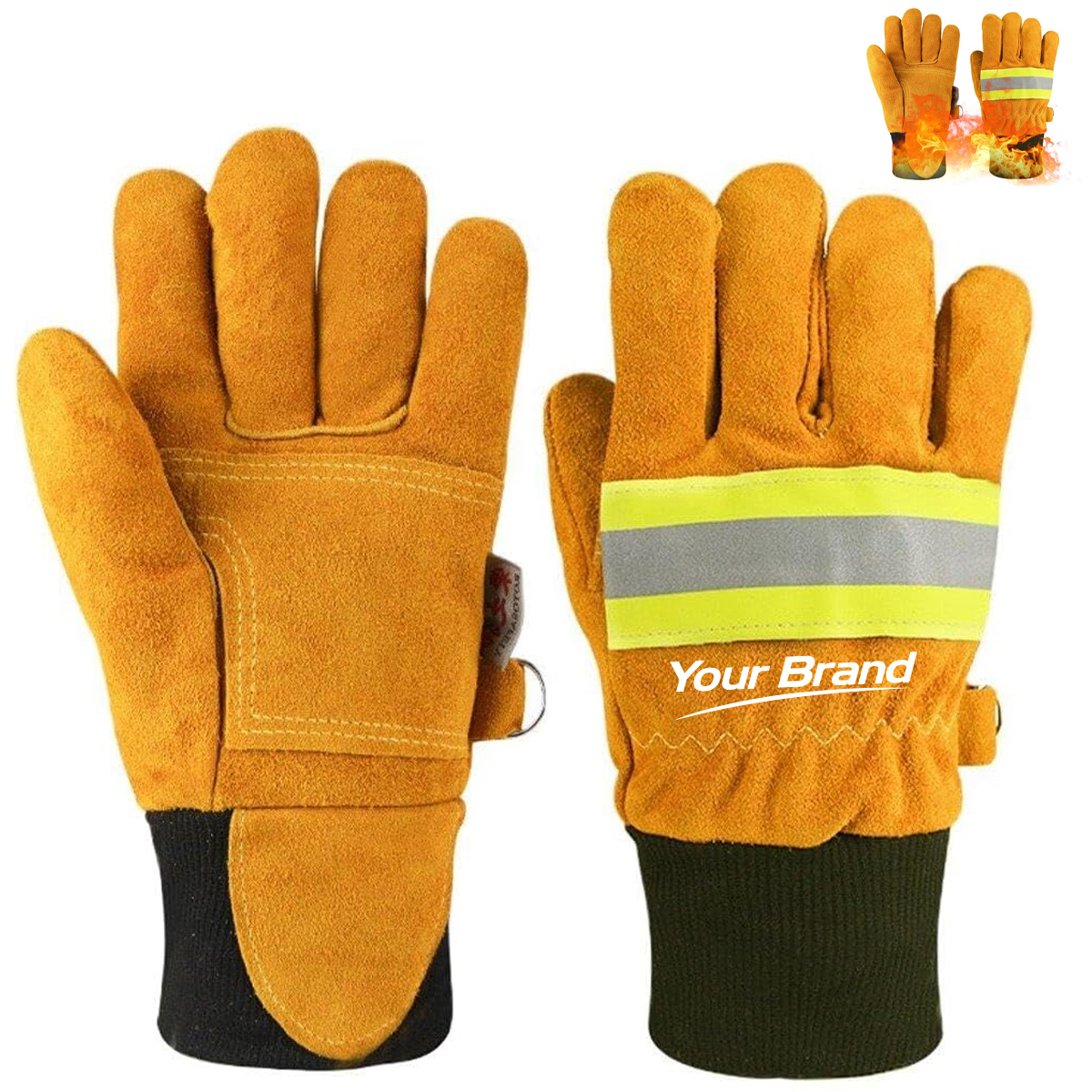 Heavy Cowhide Leather Fire Resistant Safety Rescue Gloves