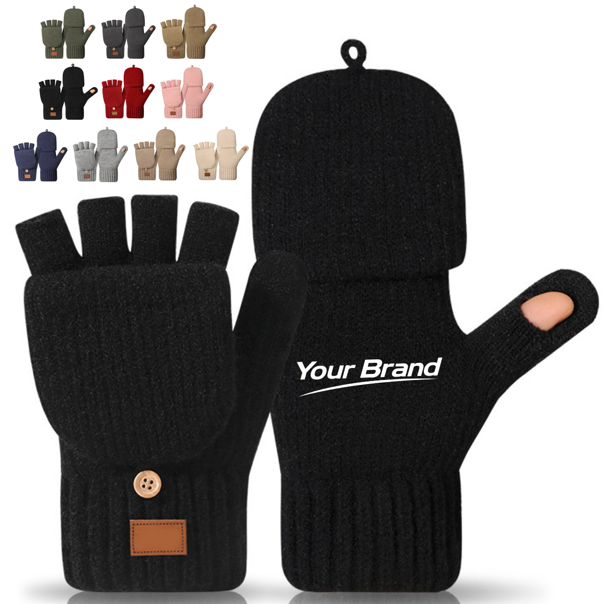 Fleece Lined Convertible Flip-Top Fingerless Mitten Gloves