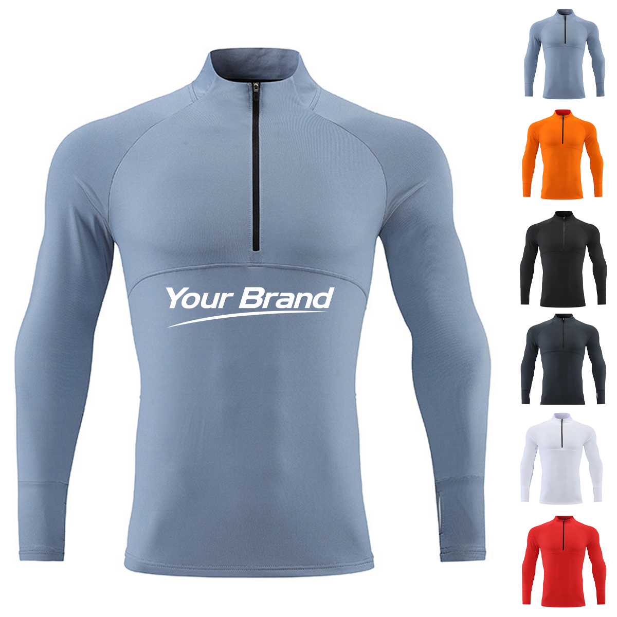 Reflective Zip Quick-Dry Long Sleeve Athletic Pullover