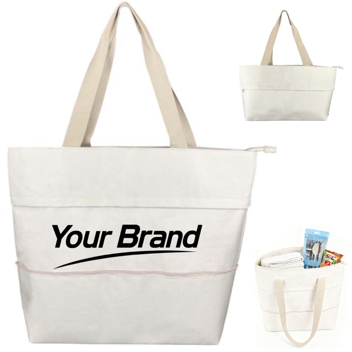 Foldable Nylon Shopping Tote Bag with Compact Storage Pouch