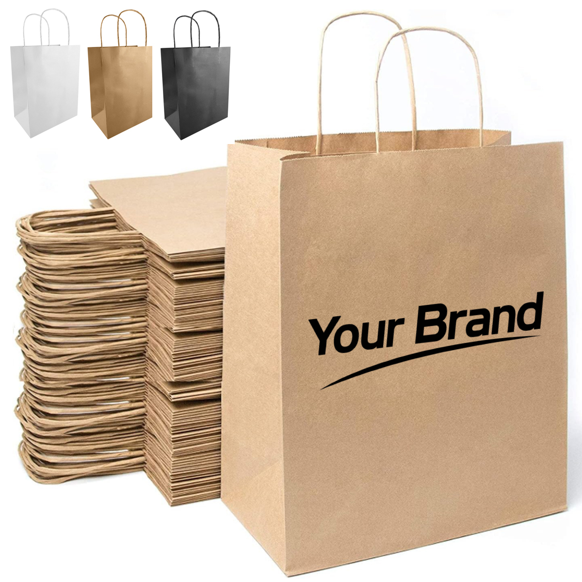 Kraft Paper Shopping Bag with Twisted Handles