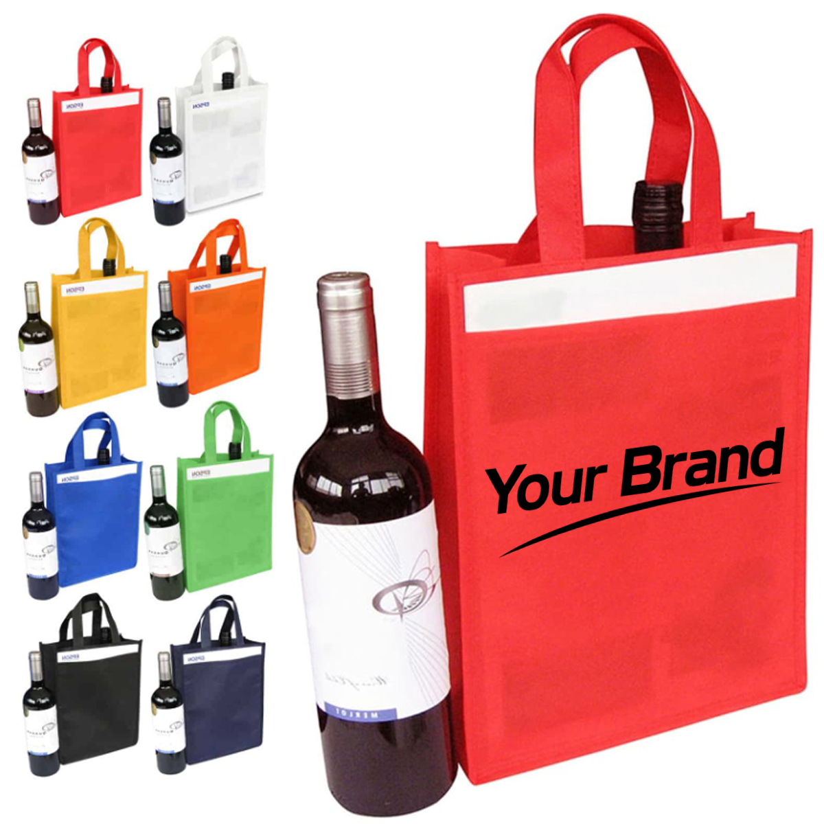 Non-Woven Wine Tote Bag with Short Handles