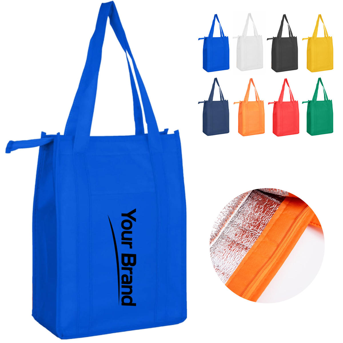 Zippered Non-Woven Tote Bag with Front Pocket