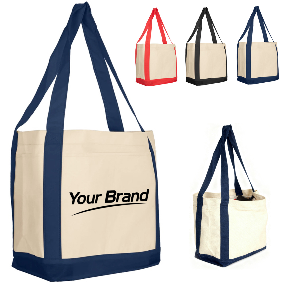 Two Tone Non Woven Tote Bag with Front Pocket