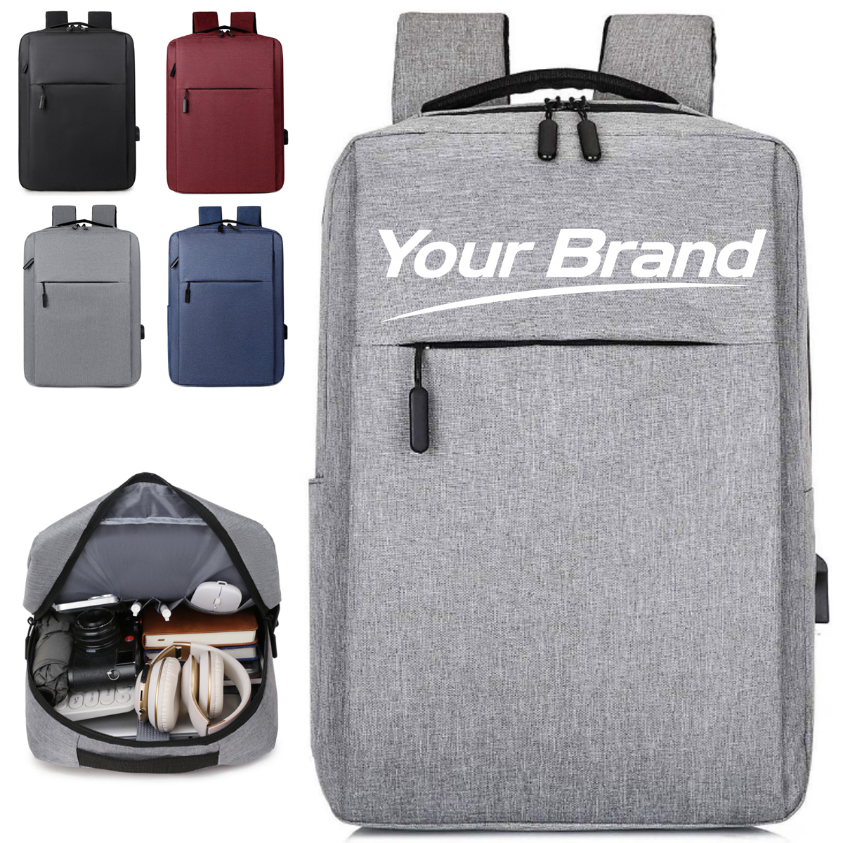 15L Slim USB Laptop Backpack with Anti-Theft Design