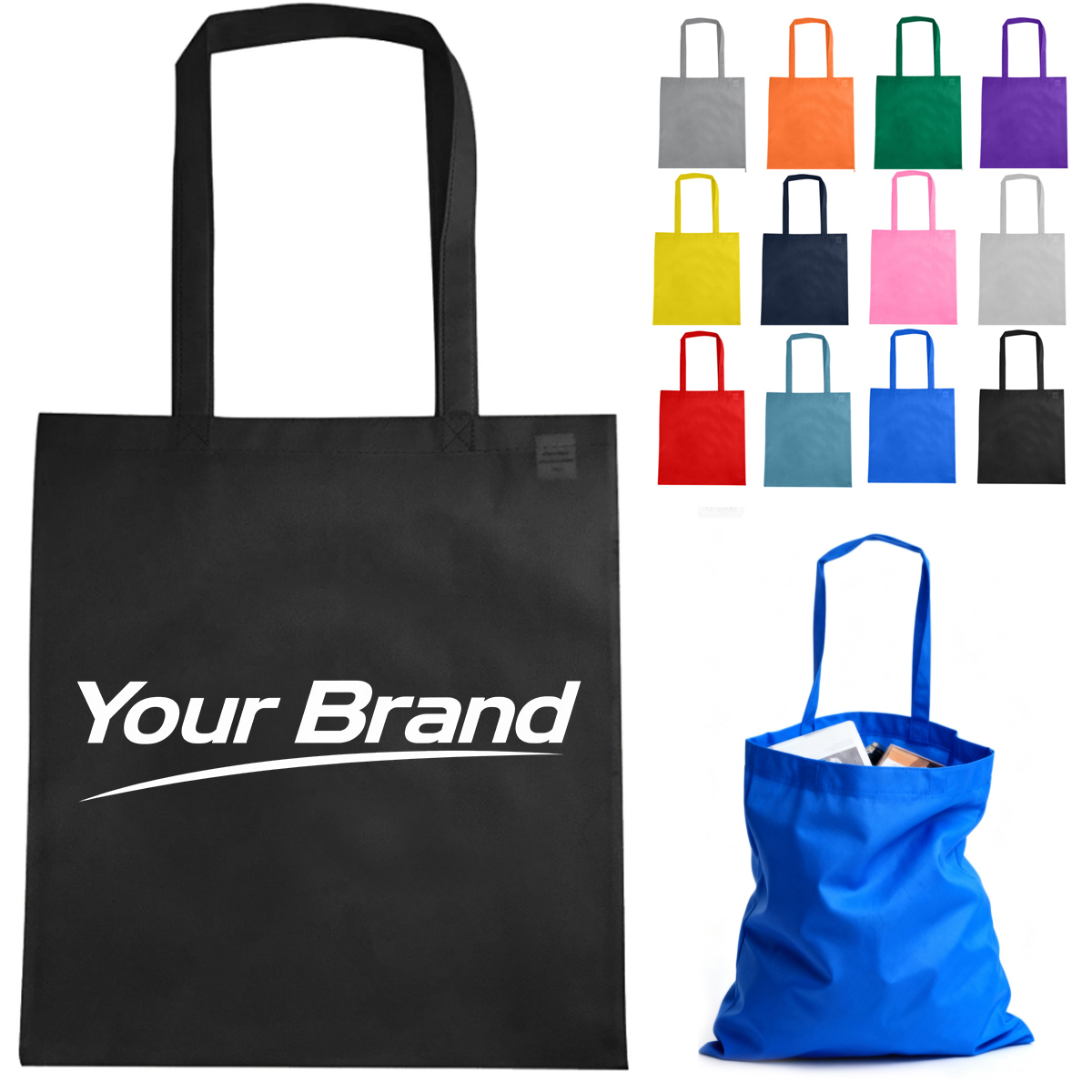Flat Non Woven Tote Bag with Long Handles