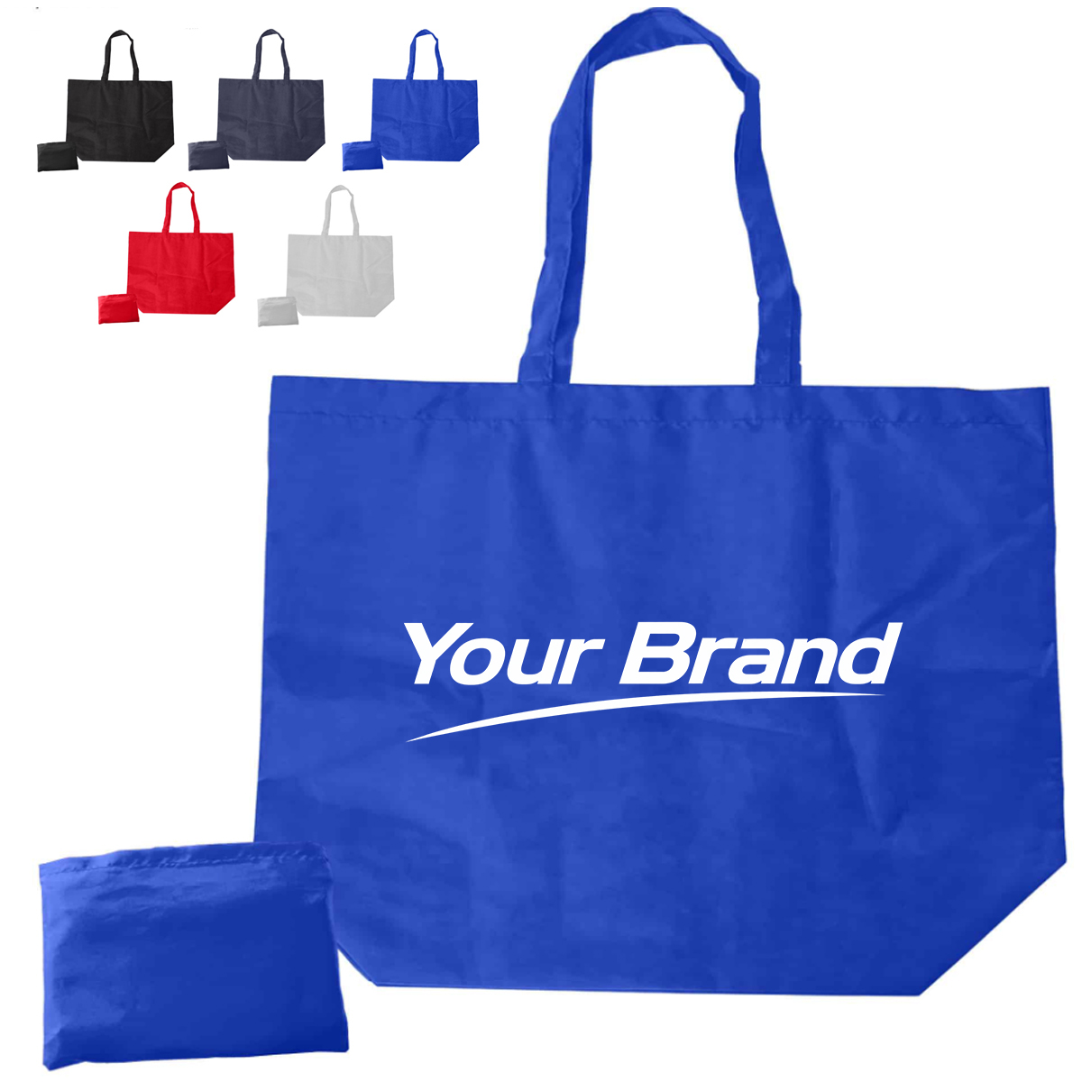 Foldable Nylon Shopping Tote Bag with Pouch