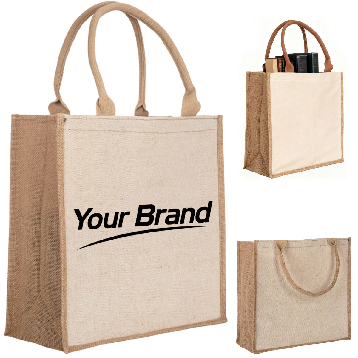Eco Friendly Jute Tote Bag with Reinforced Handles