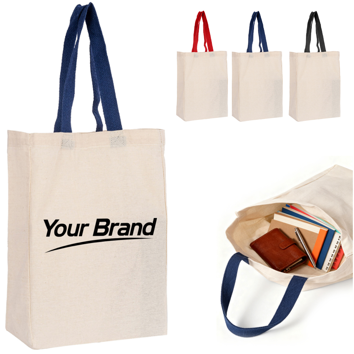 Cotton Tote Bag with Contrast Handles