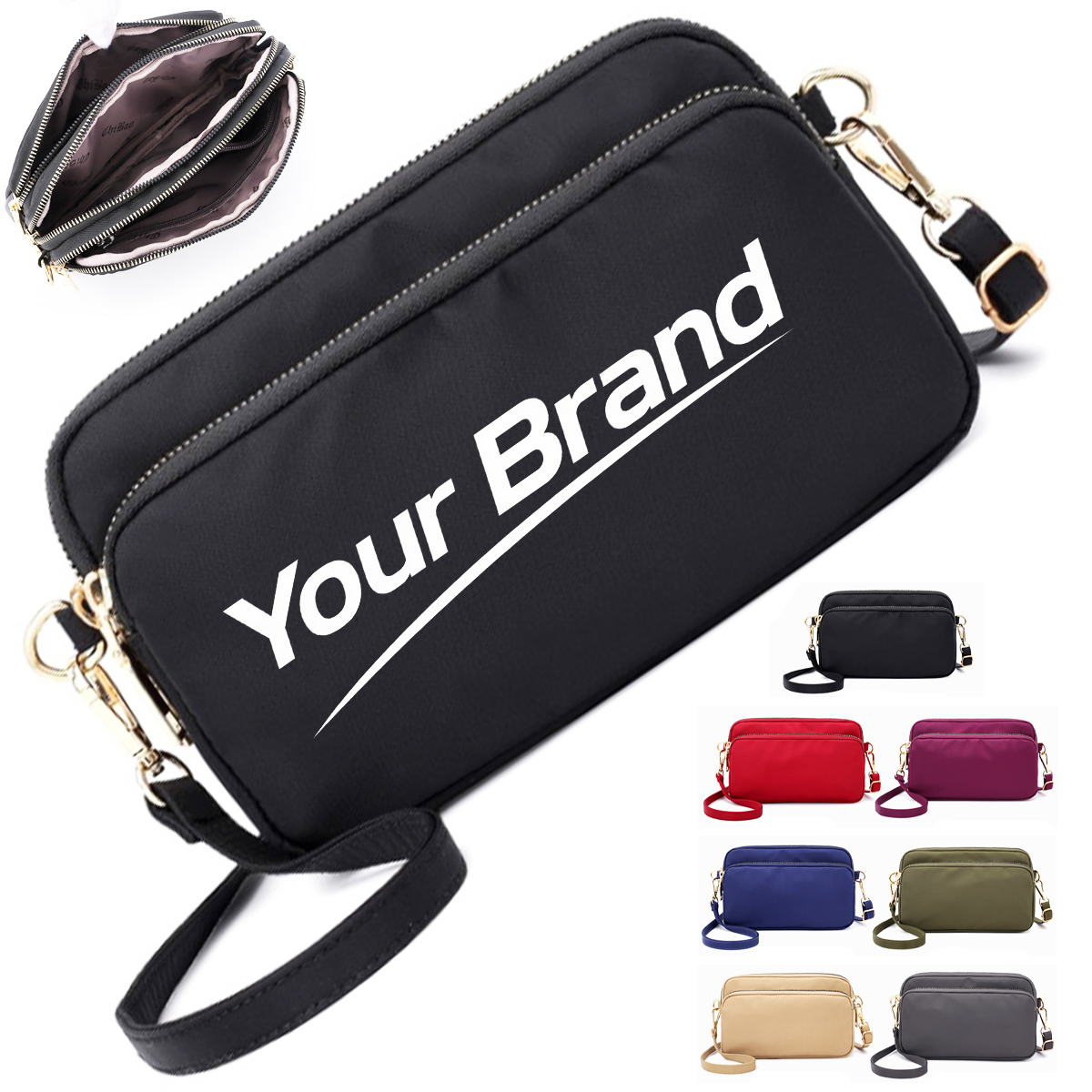 Nylon Crossbody Bag with Adjustable Strap