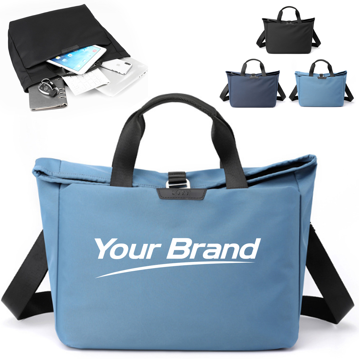 10L Water Resistant Nylon Laptop Tote Bag W/ Shoulder Strap