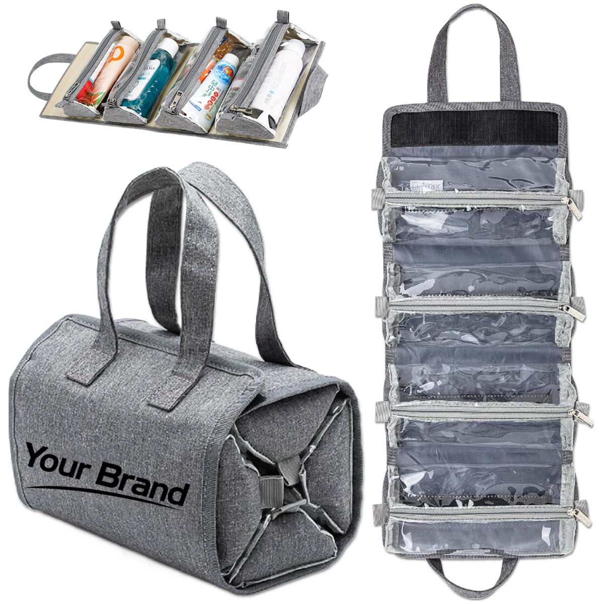 Foldable Travel Toiletry Bag with Compartments