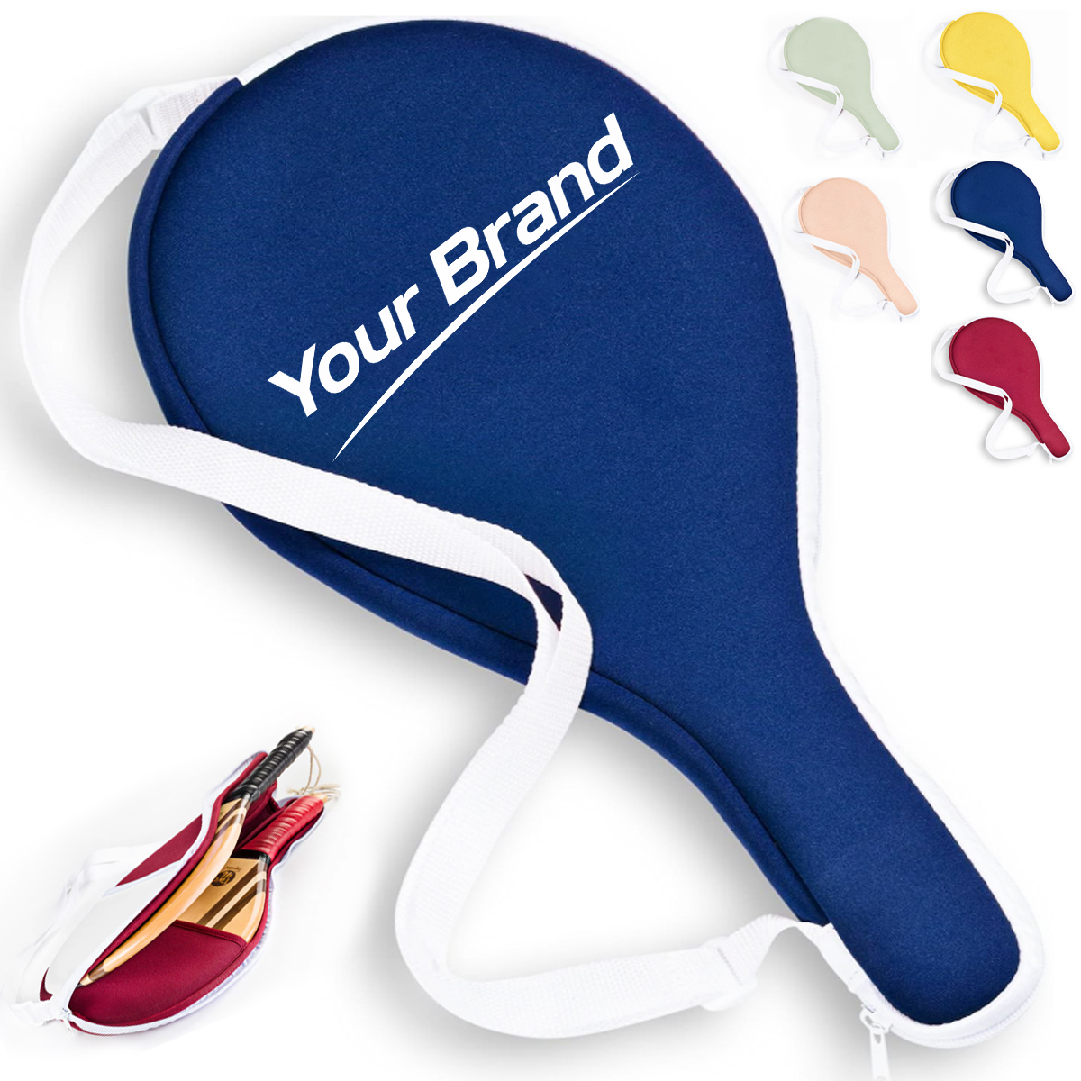 PU Leather Pickleball Paddle Cover Bag with Strap