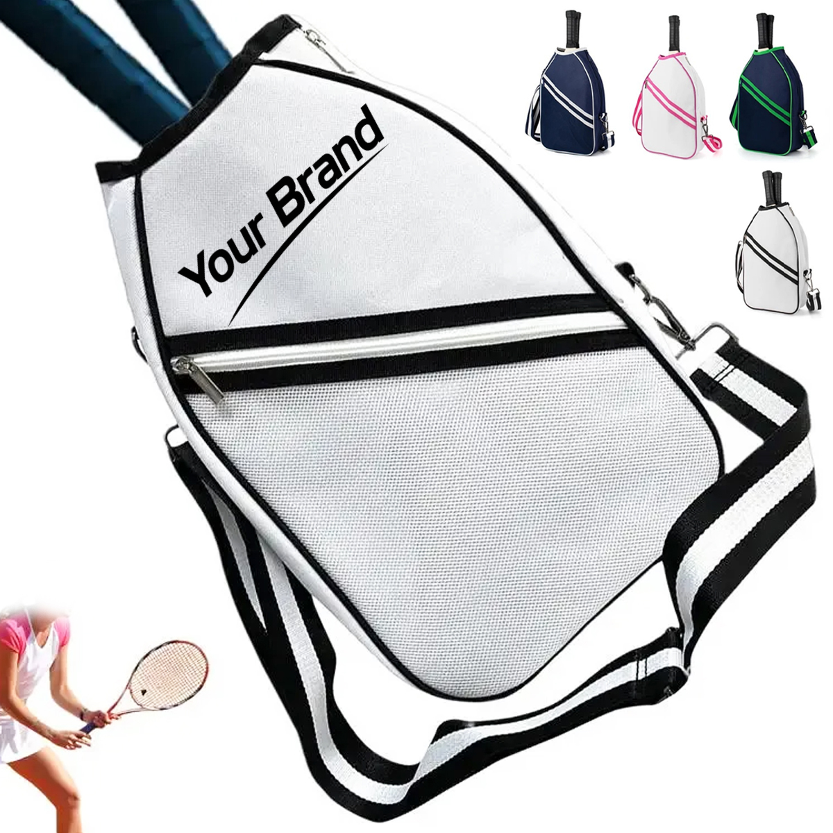 Pickleball Paddle Sling Bag with Adjustable Strap