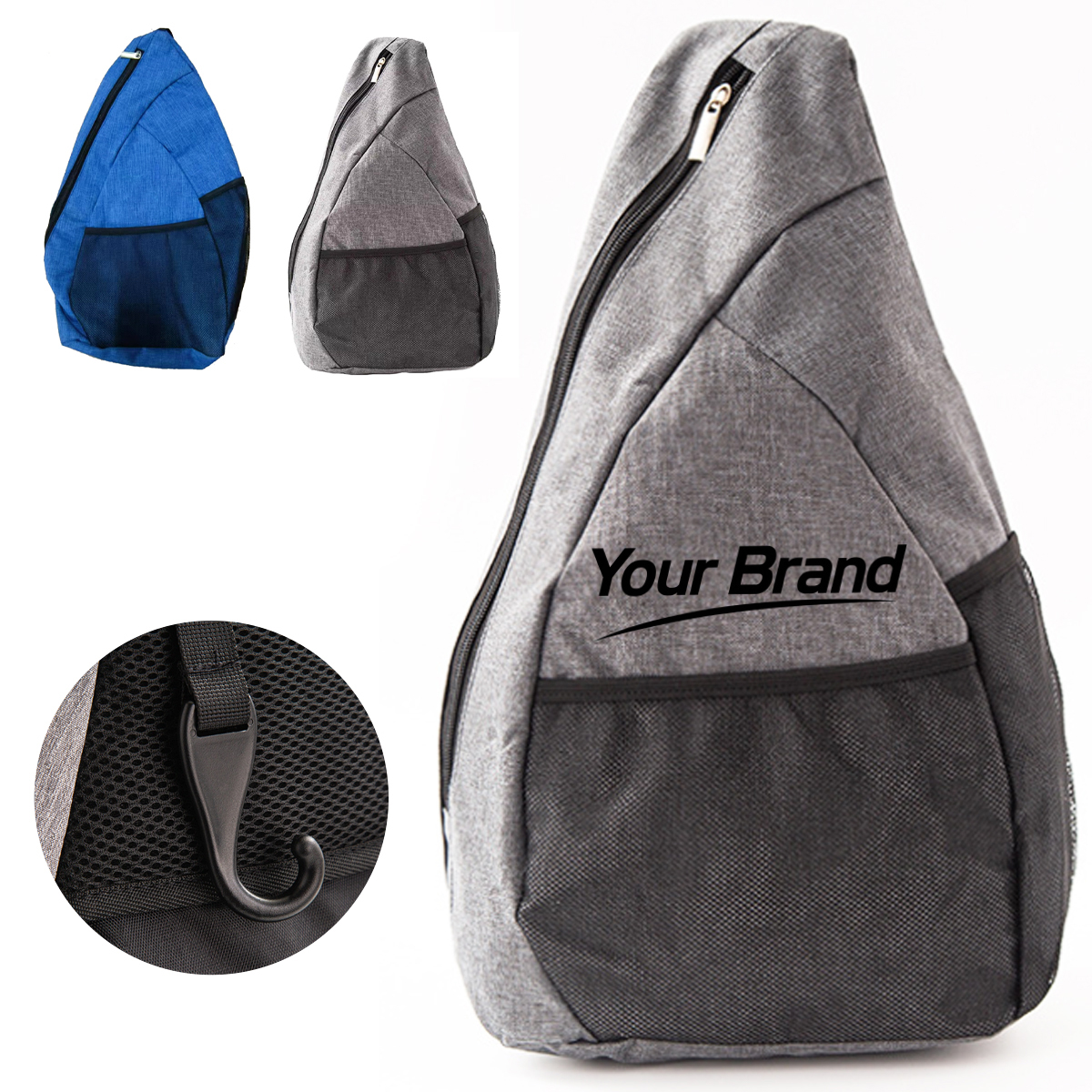 Gray Pickleball Paddle Bag with Hanging Hook Design