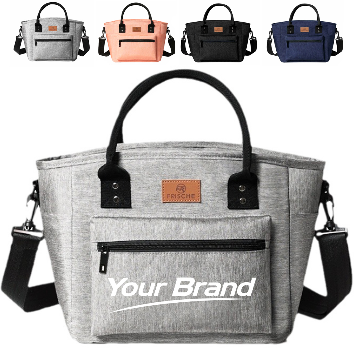 Insulated Lunch Tote Bag with Shoulder Strap and Pocket