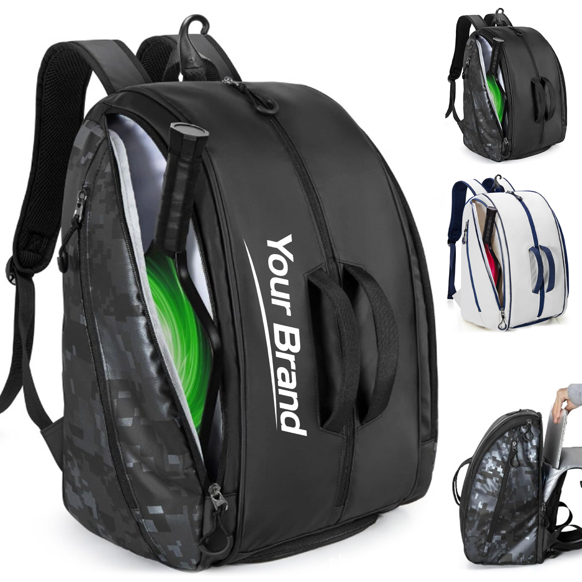 Pickleball Paddle Bag W/ Large Capacity & Dual Compartments