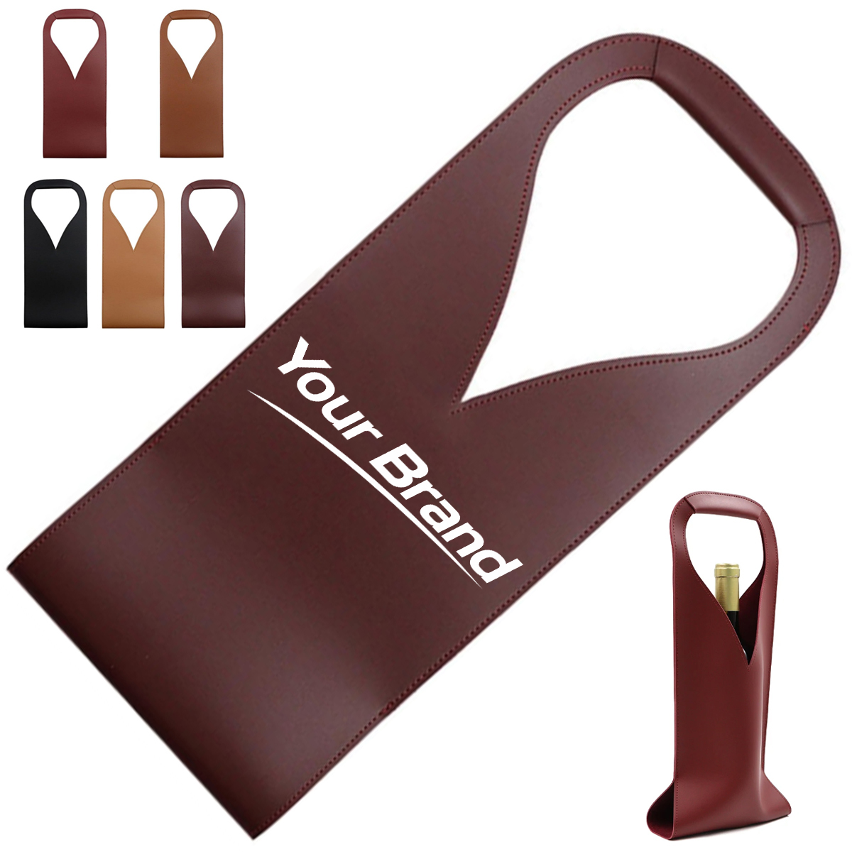 PU Leather Wine Bottle Bag with Handle Design