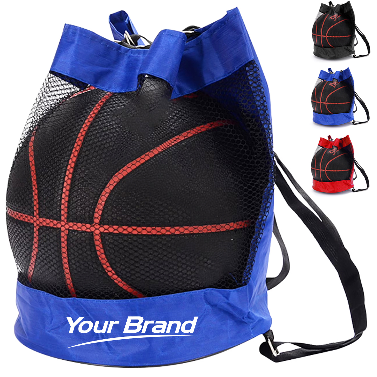 Basketball Drawstring Backpack with Ball Compartment