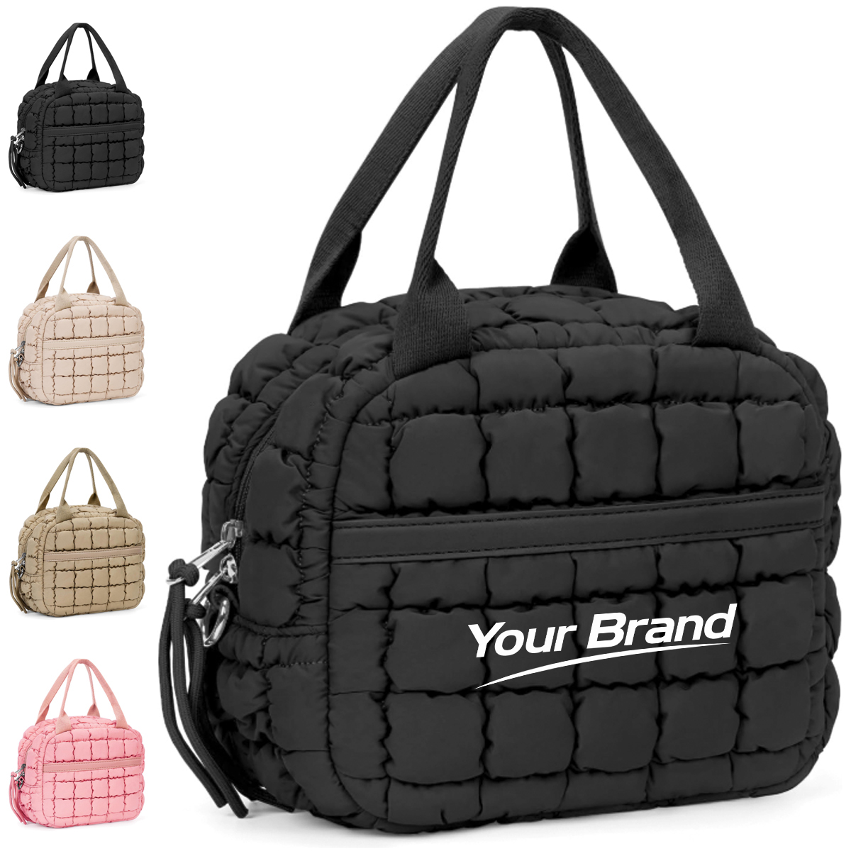 Quilted Insulated Lunch Bag with Dual Zippers