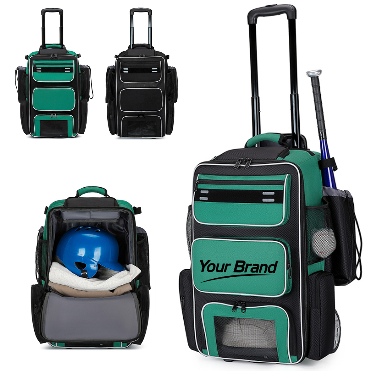 Rolling Baseball Equipment Bag with Wheels