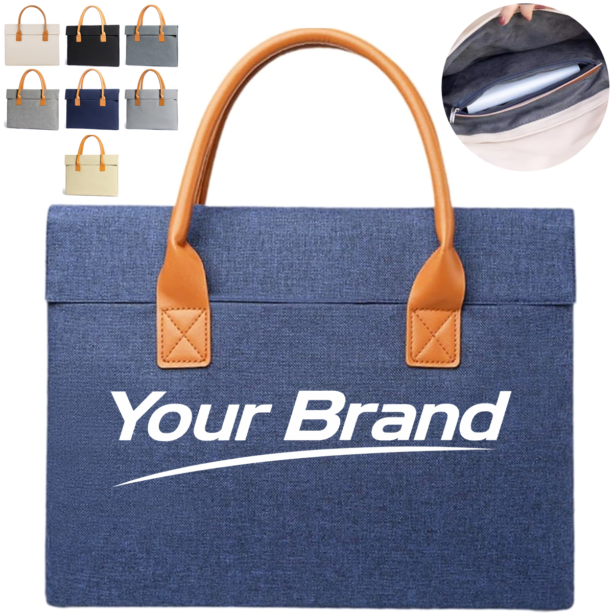 Nylon Tote Briefcase with PU Leather Handles