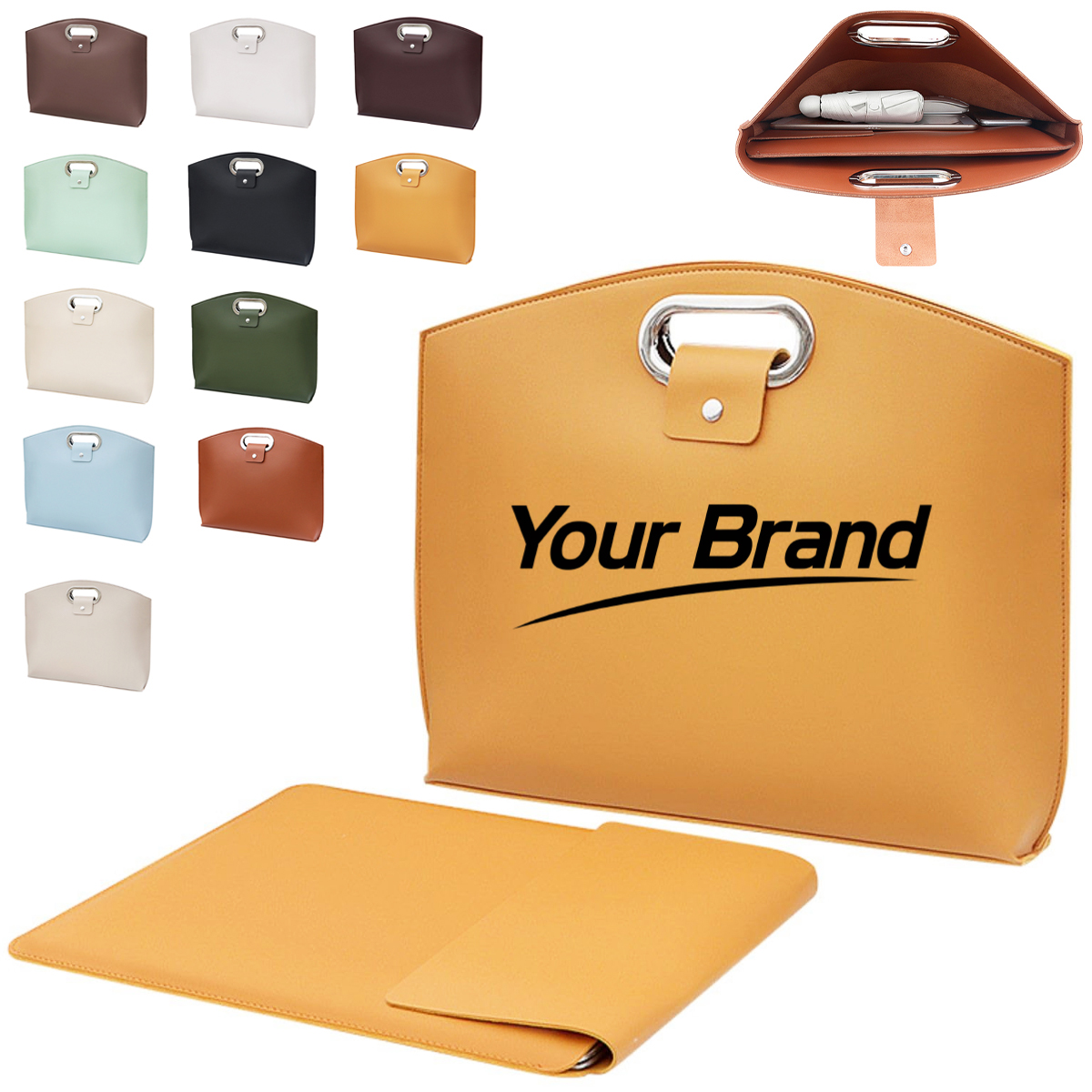 14 Inch PU Leather A4 Document Bag with Handle