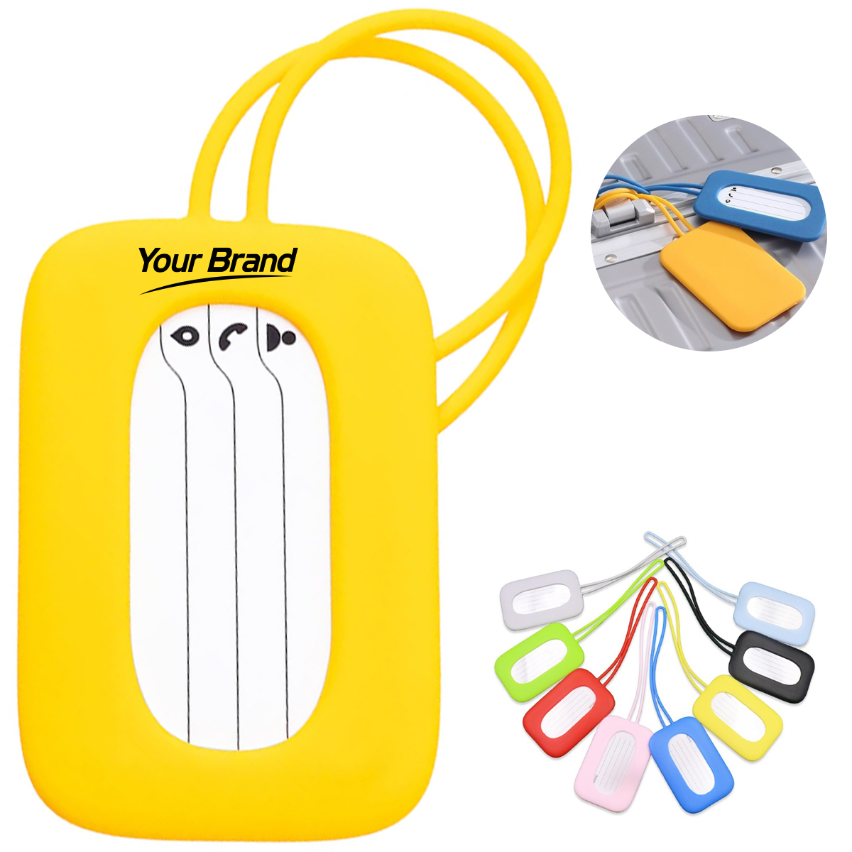 Silicone Luggage Tag with ID Window and Strap