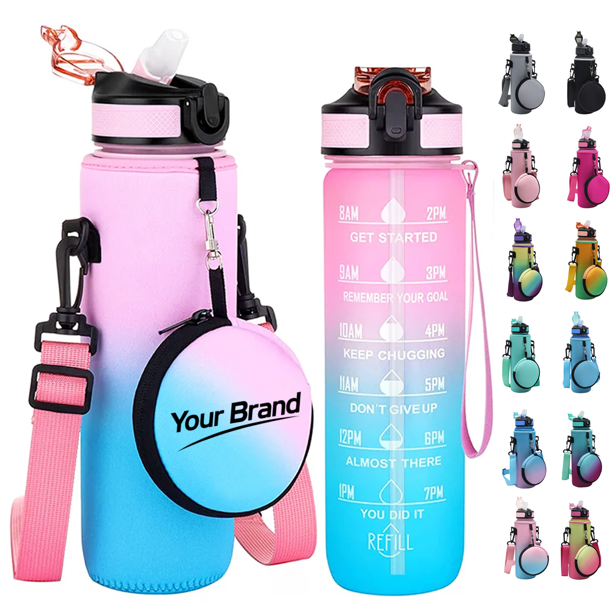 34Oz. Neoprene Water Bottle Sleeve with Strap