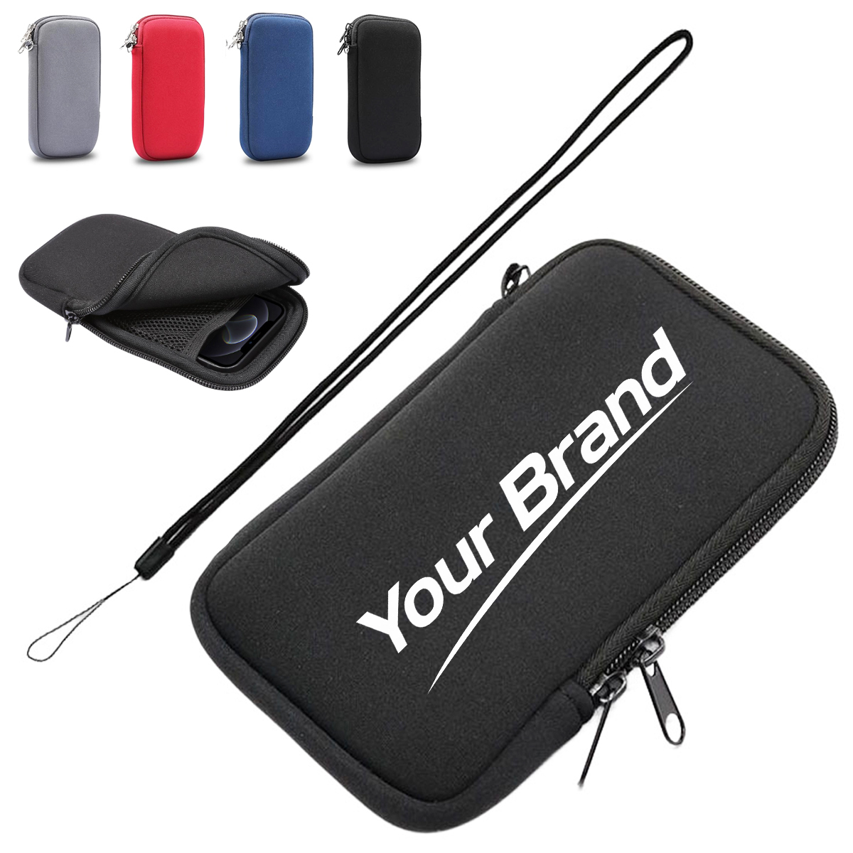 Neoprene Zipper Pouch with Wrist Strap