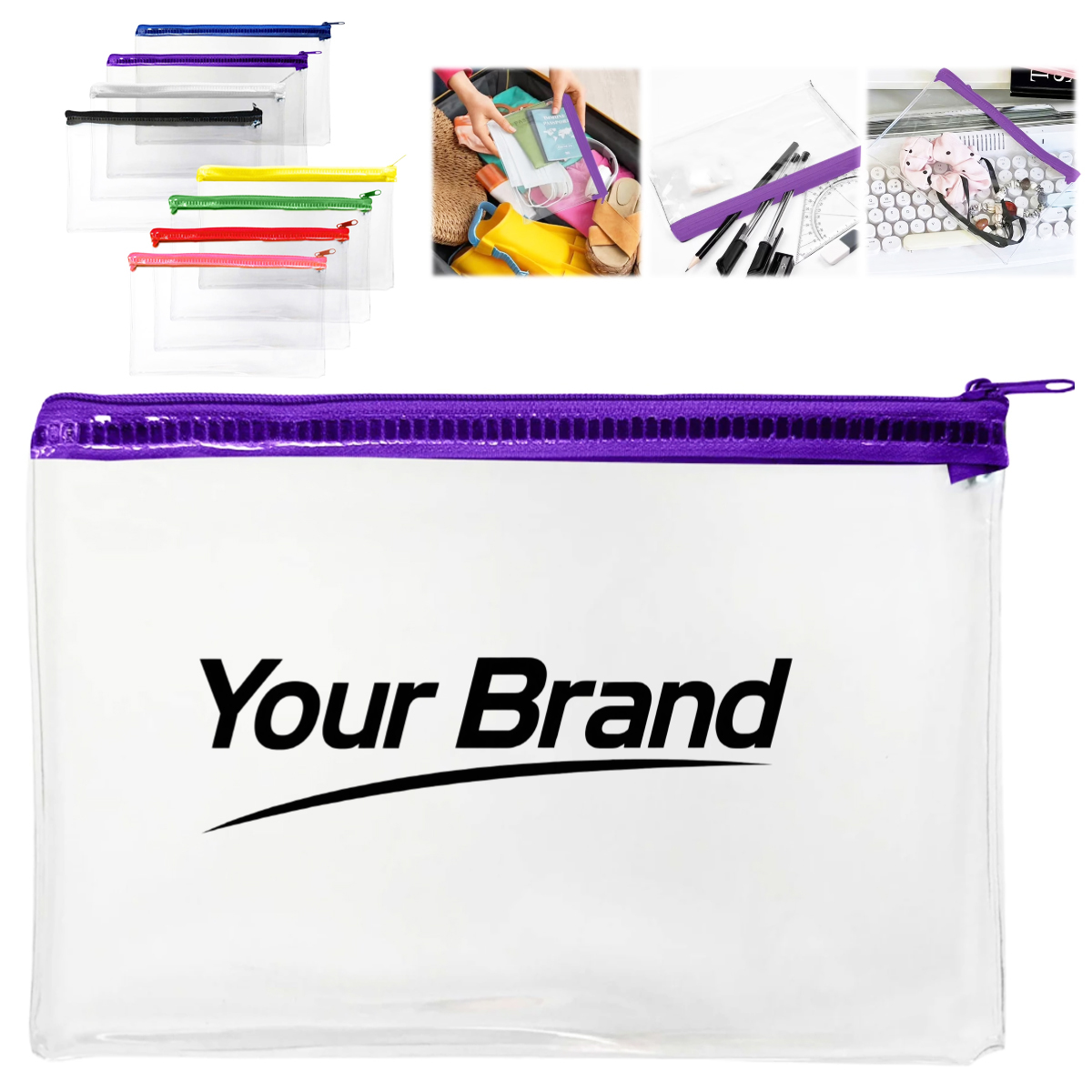 Transparent PVC Zipper Pencil Case and Makeup Bag
