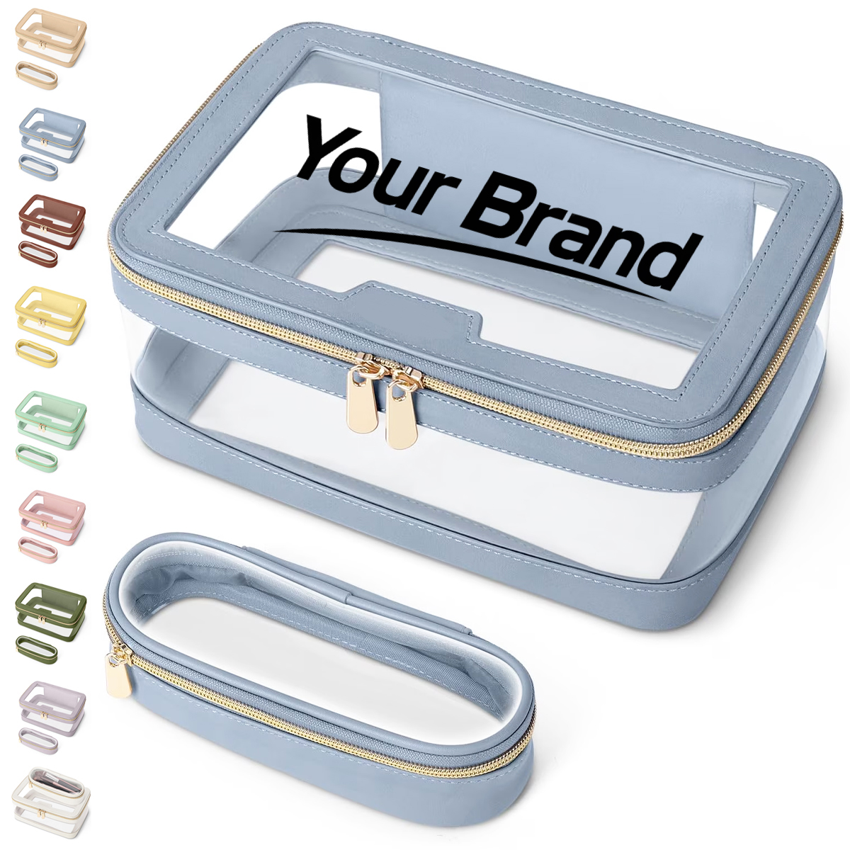 Clear Travel Cosmetic Bag Set with Transparent Design