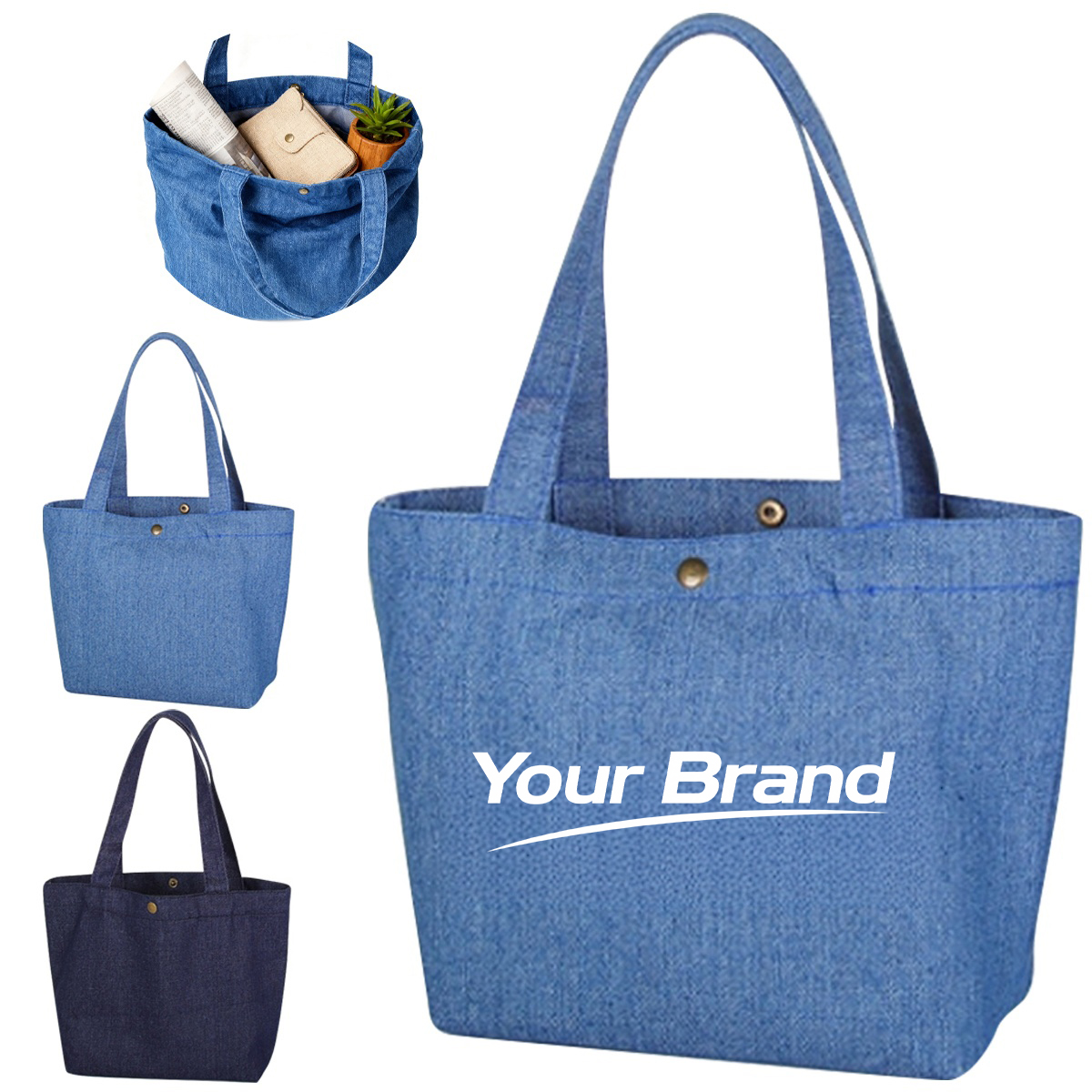 Classic Heavy Duty Denim Cotton Canvas Tote Bag Shopper