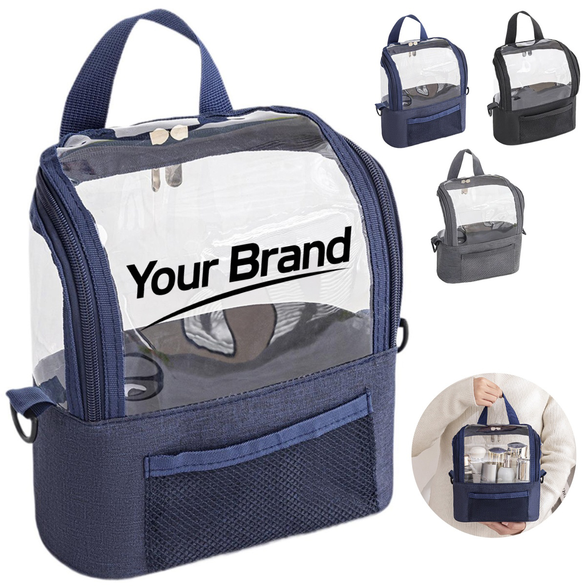 Clear Window Crossbody Cosmetic Utility Tote