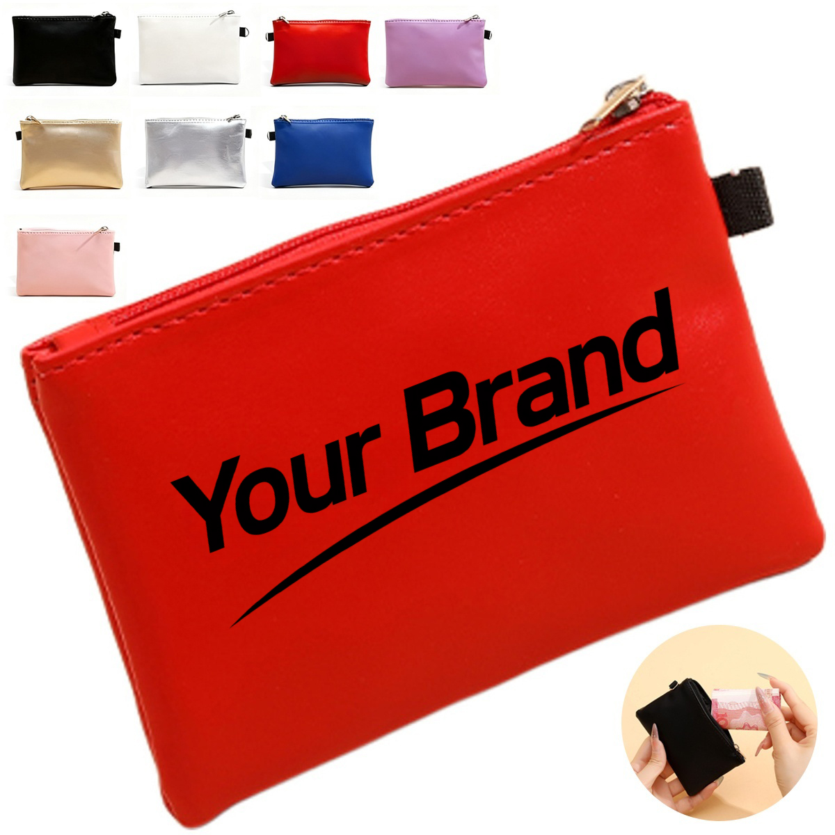 Portable Self-Closing PU Leather Squeeze Coin Purse