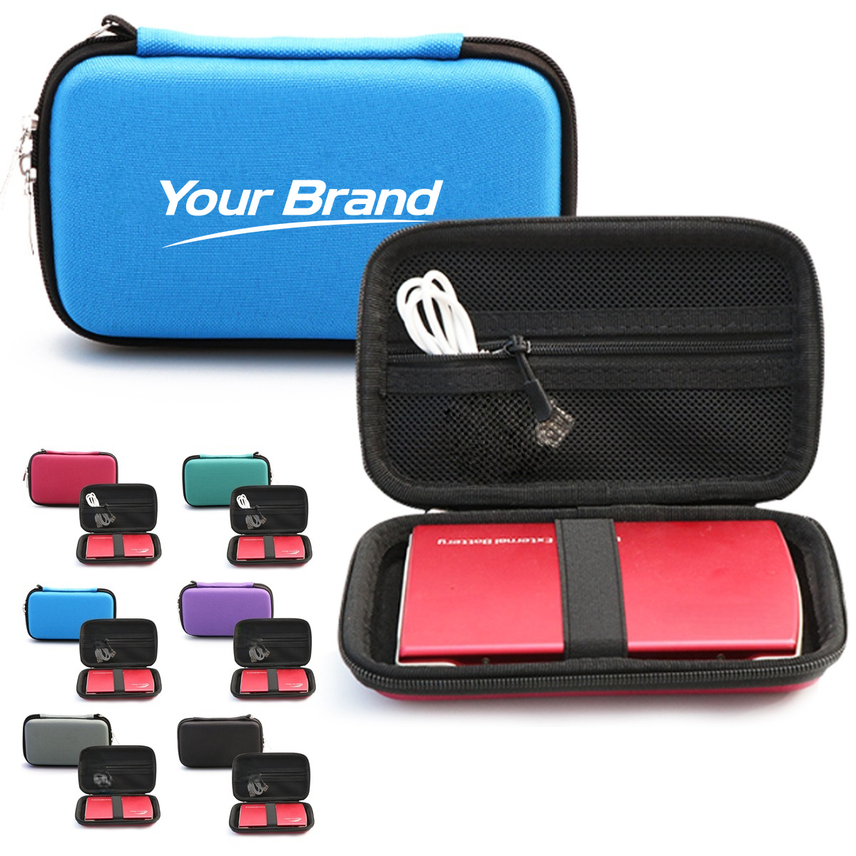 Shockproof Hard Shell EVA 2.5" HDD Tech Organizer Case