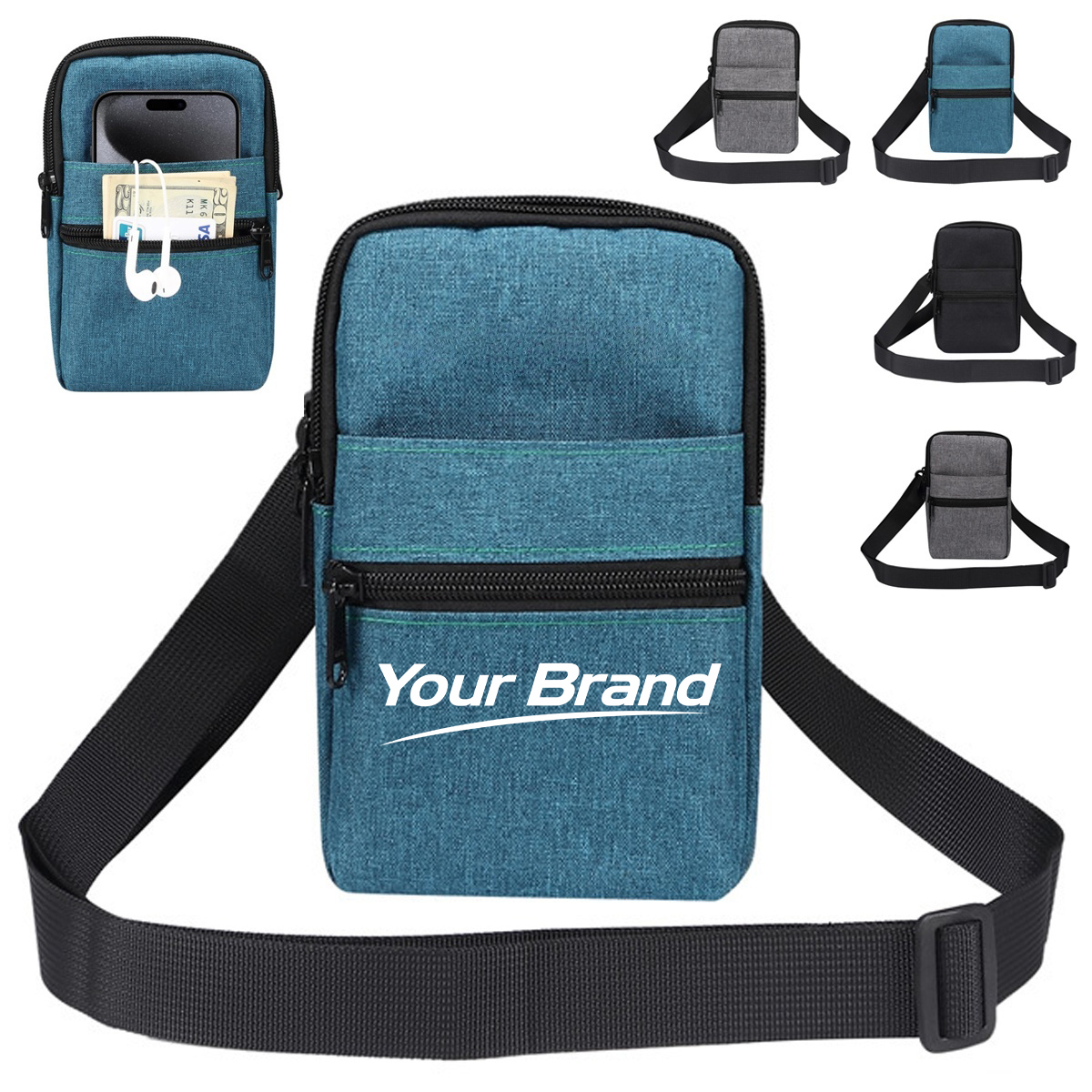 Vertical Canvas Belt Loop Waist Smartphone Holster Pouch