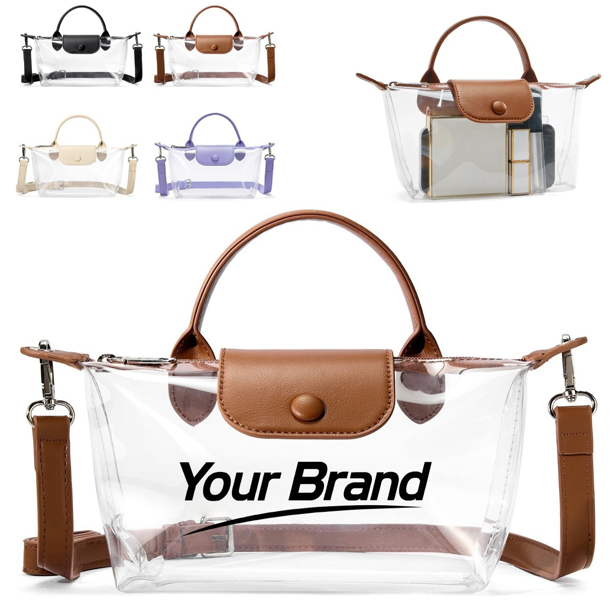 Stadium Approved Fashionable Clear PVC Crossbody Handbag