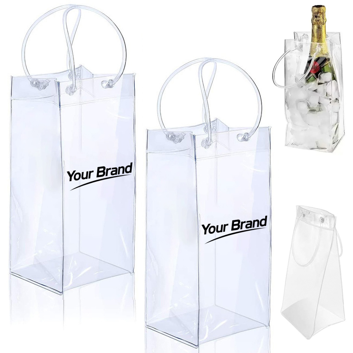 Portable Leakproof Clear PVC Wine Chiller Ice Bag