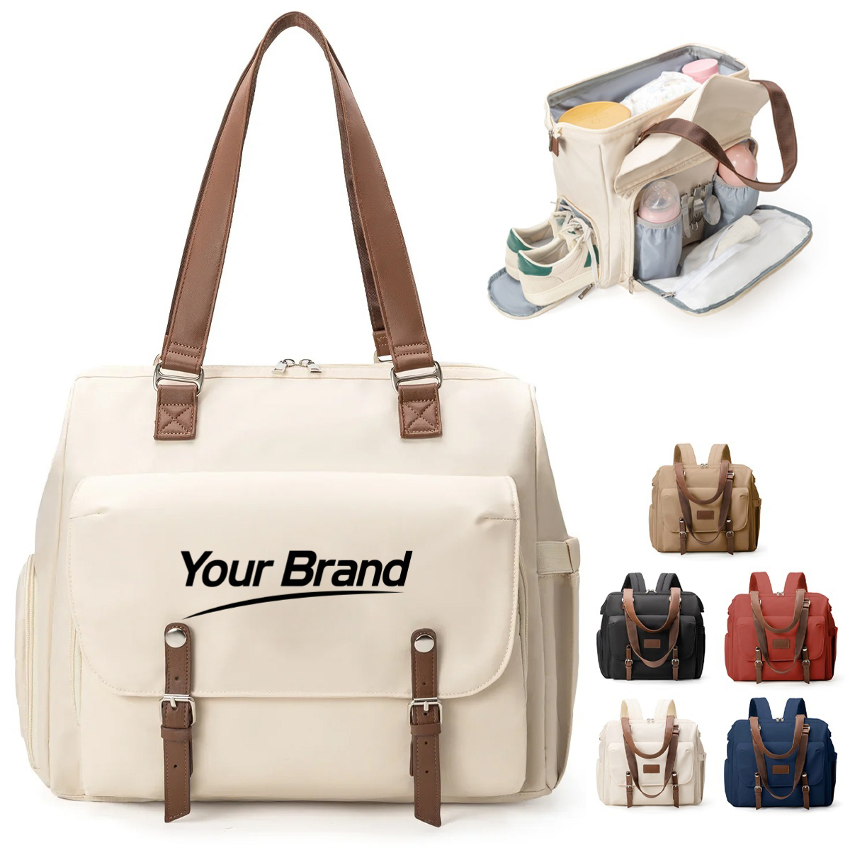 Large Capacity Diaper Backpack With Shoe Compartment