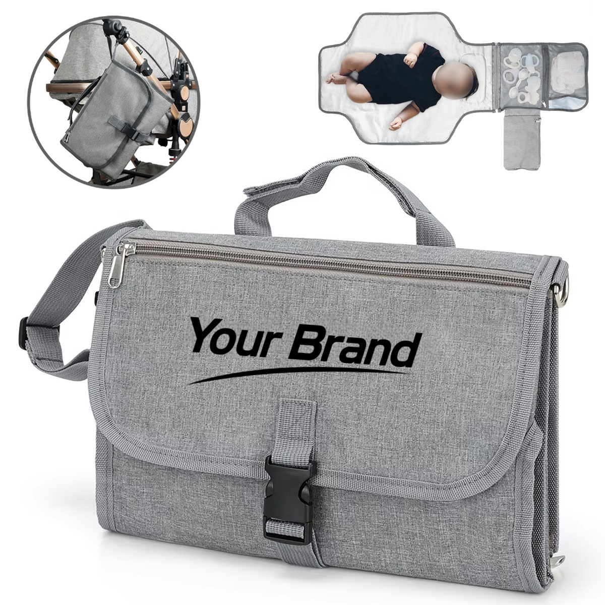 Waterproof Diaper Changing Pad Clutch & Stroller Organizer