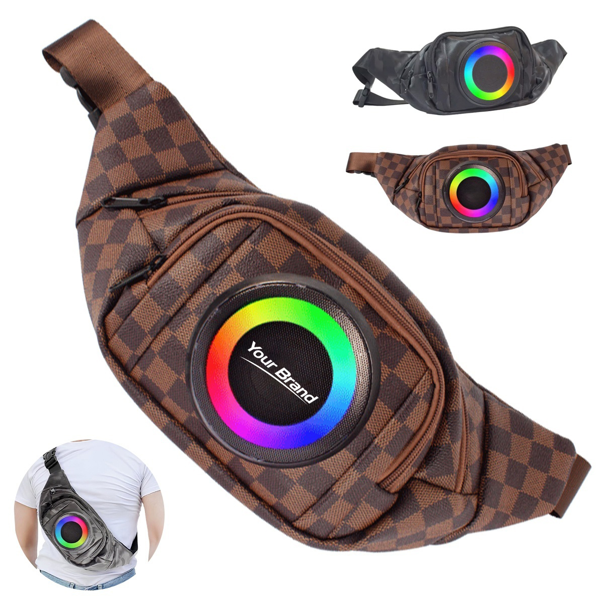 Solar Charging Crossbody Sling Bag With Bluetooth Speaker