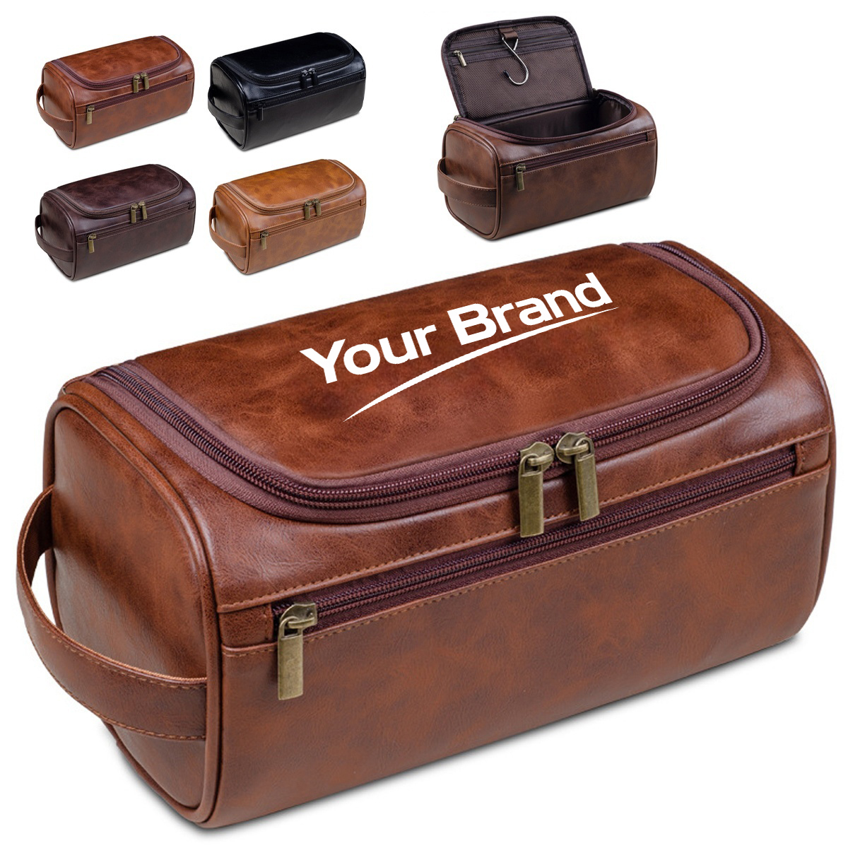 Large Capacity Hanging PU Leather Travel Toiletry Bag