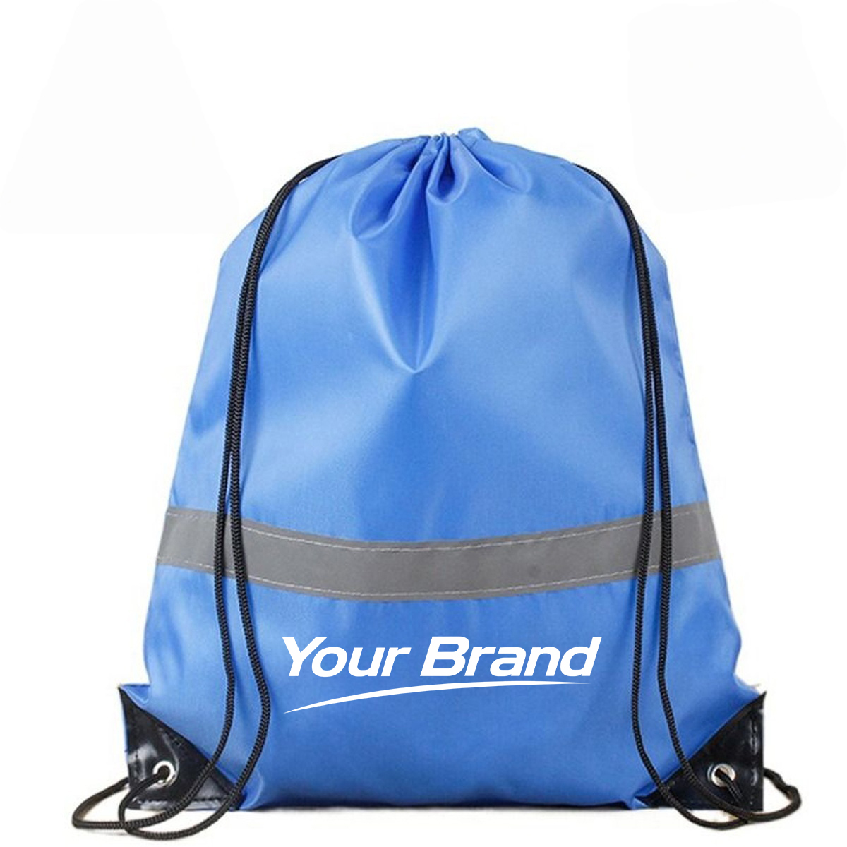 Reflective Strip Drawstring Backpack Safety Cinch Sack