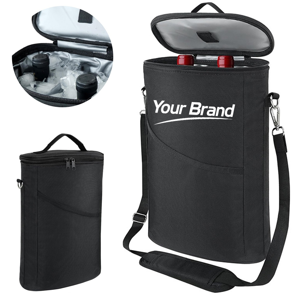 Insulated Single Wine Bottle Carrier Tote W/ Shoulder Strap