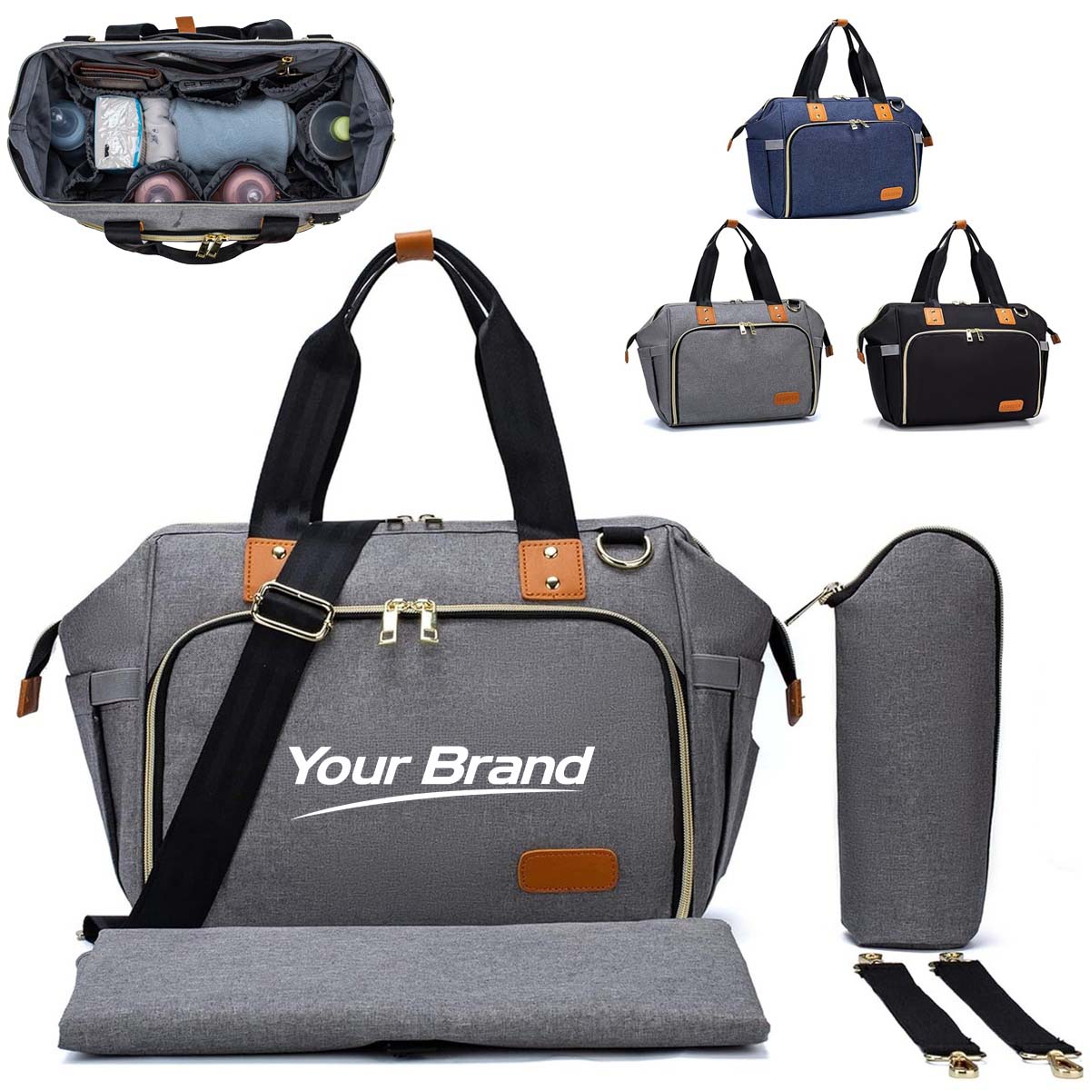 Large Capacity Travel Diaper Tote Bag With Changing Pad