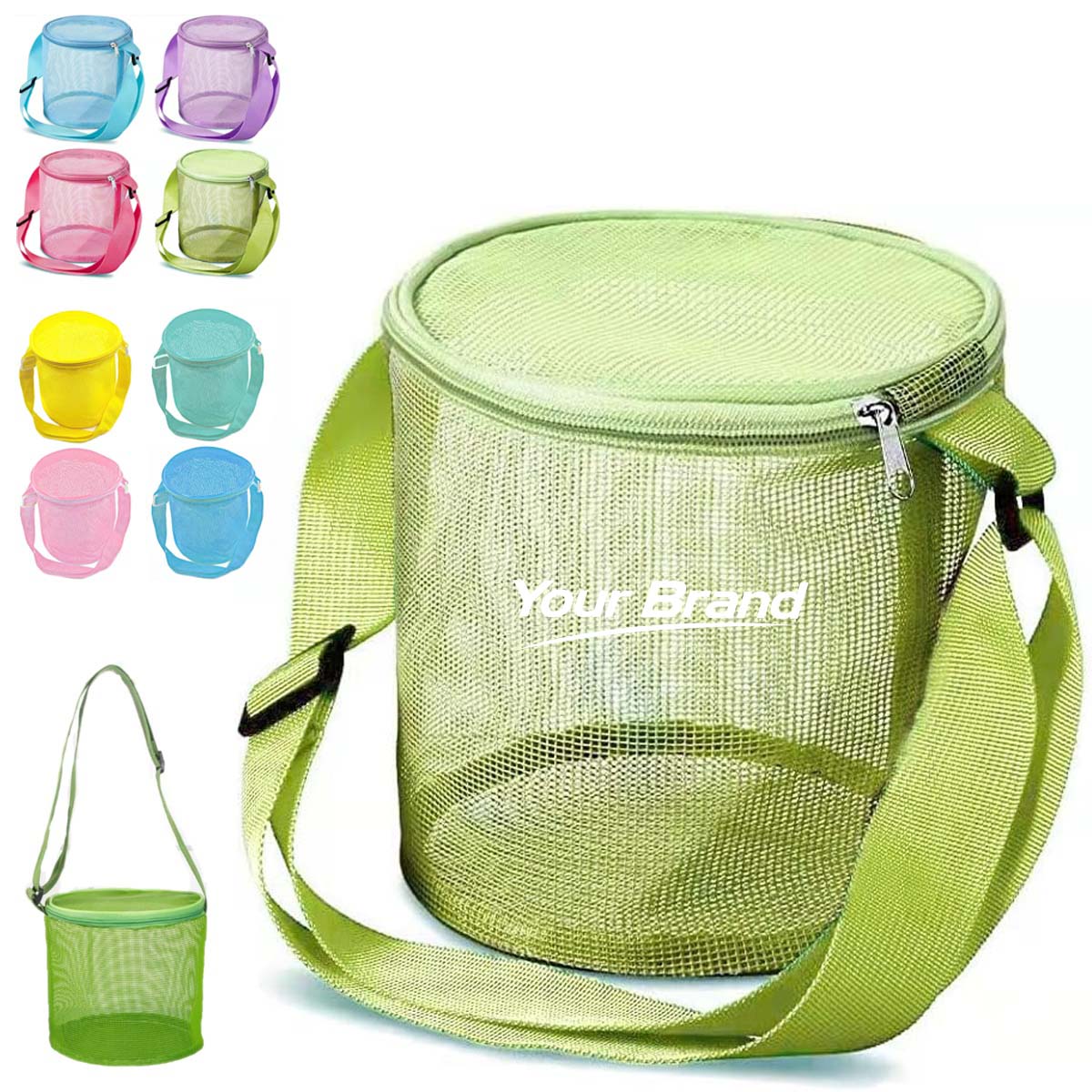 Breathable Mesh Seashell Collecting Bucket Storage Tote Bag